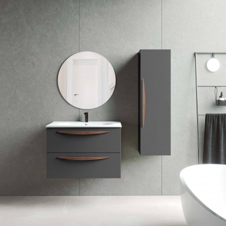 Meuble salle de bain suspendu gris avec vasque  60-80 cm